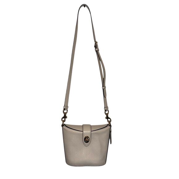 Coach Addie Chalk White Pebbled Leather Crossbody Bucket Bag - Picture 1 of 16